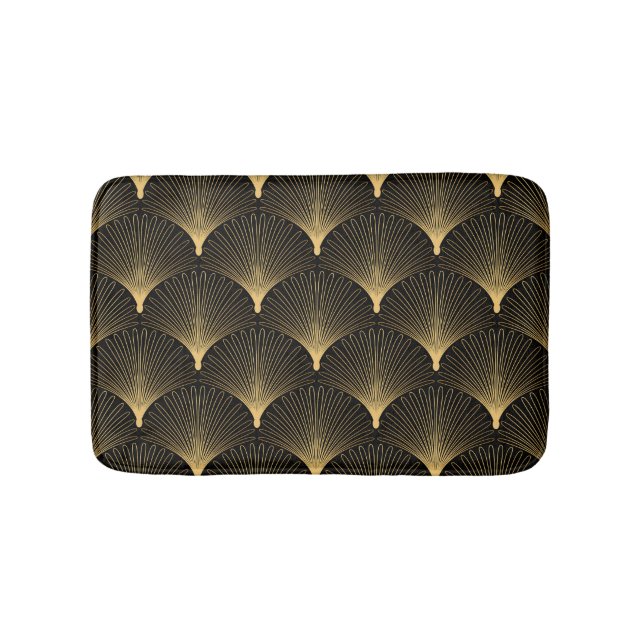 Tapete De Banheiro Art Deco: padrão de ouro preto. (frente)