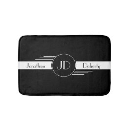 Tapete De Banheiro Art deco preto e branco do monograma