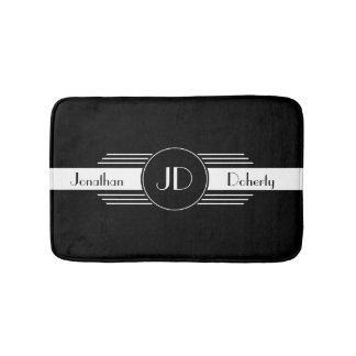 Tapete De Banheiro Art deco preto e branco do monograma