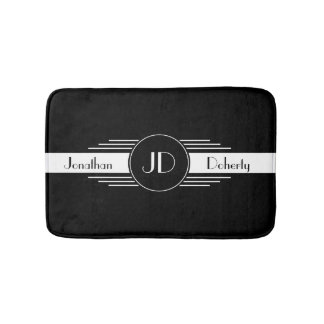 Tapete De Banheiro Art deco preto e branco do monograma