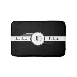 Tapete De Banheiro Art deco preto e branco Monogrammed