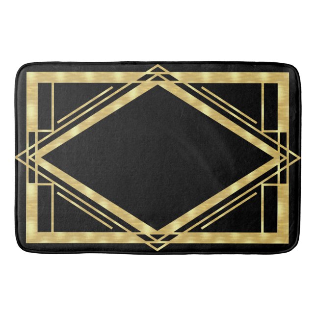 Tapete De Banheiro Art Deco Preto e Dourado (Frente)