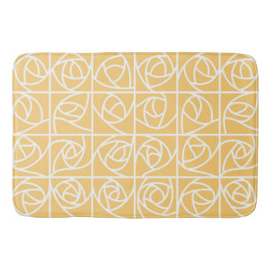 Tapete De Banheiro Art Deco Rosa Squares Estilizados Amarelo Floral