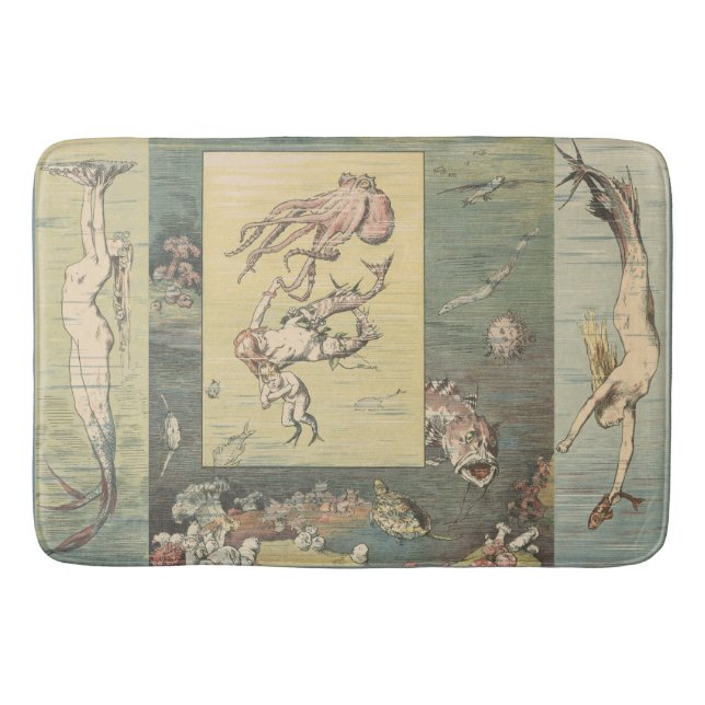 Tapete De Banheiro Art Nouveau Atlantis Sereias #60 Bath Mat (Frente)