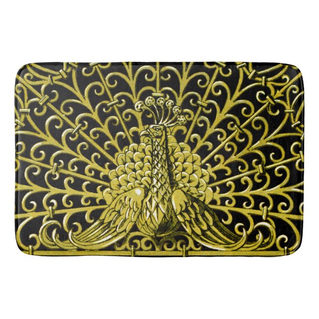 Tapete De Banheiro Art Nouveau Dourado Peacock (Frente)