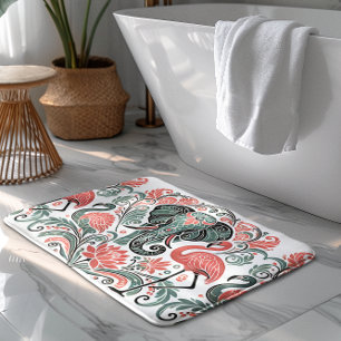 Tapete De Banheiro Art Nouveau Elefante Floral Flamingos Rosa