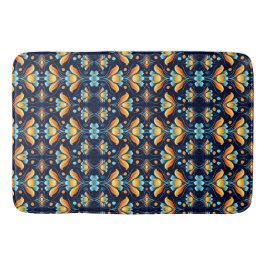 Tapete De Banheiro Art Nouveau laranja e azul Floral