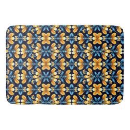 Tapete De Banheiro Art Nouveau laranja e azul Floral