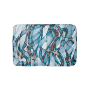 Tapete De Banheiro Arte Abstrata Dourada Azul Ondulada