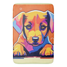 Tapete De Banheiro Arte Colorida de Cachorrinho