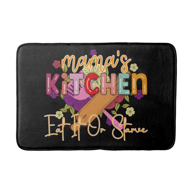 Tapete De Banheiro Arte com palavras da cozinha da Mamãe engraçada  (Frente)
