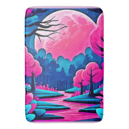 Tapete De Banheiro Arte da Floresta Rosa-Ligada