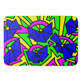 Tapete De Banheiro Arte de Arroz Azul Flores