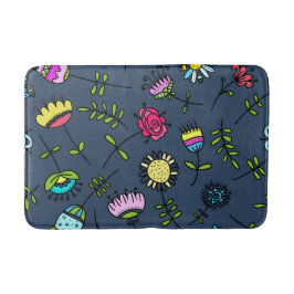 Tapete De Banheiro Arte de Design de Padrão Floral Caprichoso