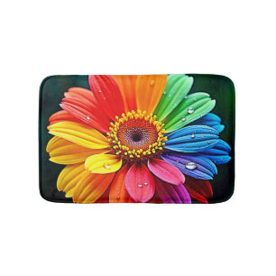 Tapete De Banheiro Arte de Flor Pétala Arco-íris