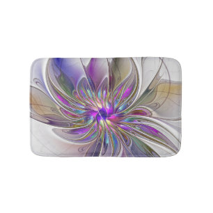 Tapete De Banheiro Arte de fractal abstrato colorido e energético Flo