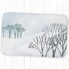 Tapete De Banheiro Arte de Paisagem de Neve Invernal
