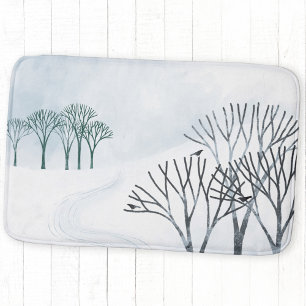 Tapete De Banheiro Arte de Paisagem de Neve Invernal