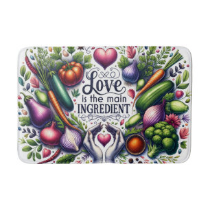 Tapete De Banheiro Arte de palavra de amor de cozinha fofa