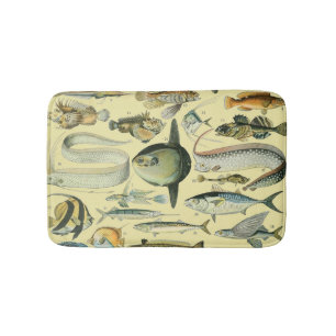 Tapete De Banheiro Arte De Pesca Científica Dos Peixes Vintage