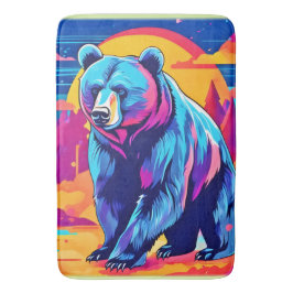 Tapete De Banheiro Arte de Urso Vibrante