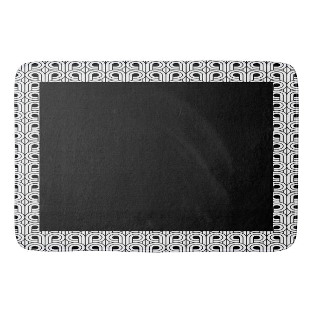 Tapete De Banheiro Arte Deco Bath Mat Preto e Branco (Frente)