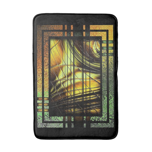 Tapete De Banheiro Arte Deco Em Bath Mat Verde E Dourada (Frente Vertical)
