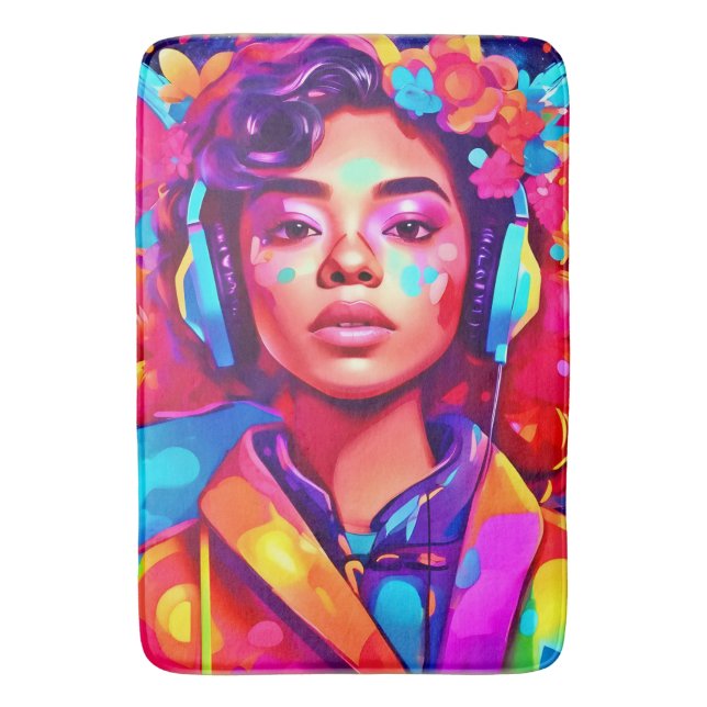 Tapete De Banheiro Arte Digital Funky Lady (Frente Vertical)