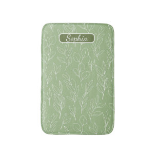 Tapete De Banheiro Arte Elegante em Forma Verde Orgânica para Present