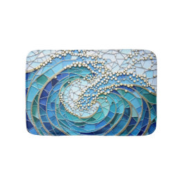 Tapete De Banheiro Arte em Mosaico do Mar de Ondas