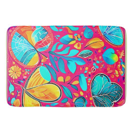 Tapete De Banheiro Arte Floral Vibrante