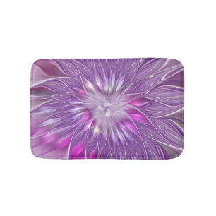 Tapete De Banheiro Arte fractal abstrata da paixão da flor roxa rosa