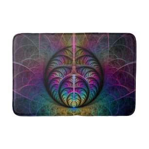Tapete De Banheiro Arte Fractal Abstrato com Padrão Trippy