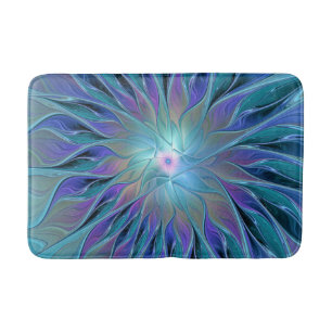 Tapete De Banheiro Arte Fractal Abstrato de Sonho Roxo Azul