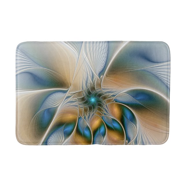 Tapete De Banheiro Arte Fractal, Abstrato Fantasia, Com Azul (Frente)