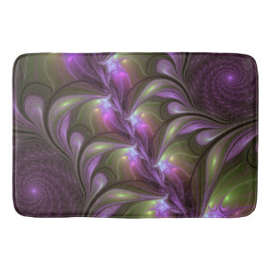 Tapete De Banheiro Arte Fractal de Khaki, Abstrato violeta e colorida