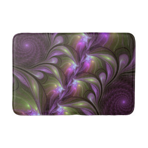 Tapete De Banheiro Arte Fractal de Khaki, Abstrato violeta e colorida