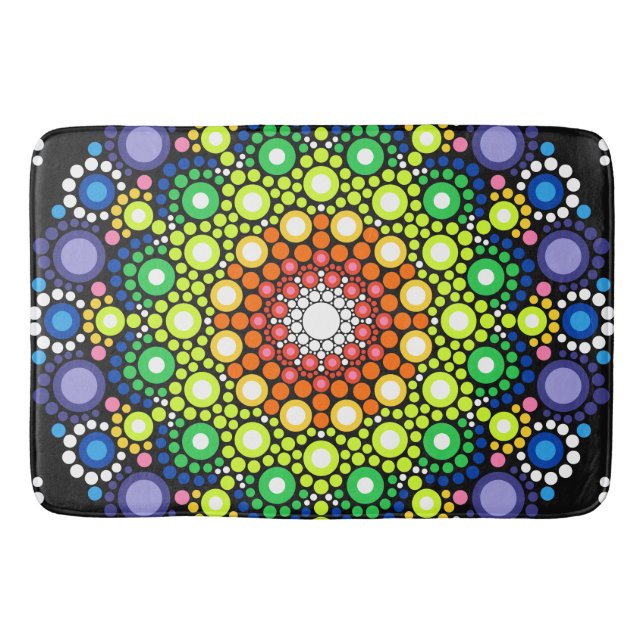 Tapete De Banheiro Arte Fractal Floral Dotada Retro Mandala (Frente)