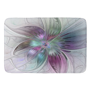 Tapete De Banheiro Arte Fractal Moderna Floral Colorida Abstrato