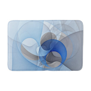 Tapete De Banheiro Arte Gráfica Fractal Azul Cinza Abstrata Moderna