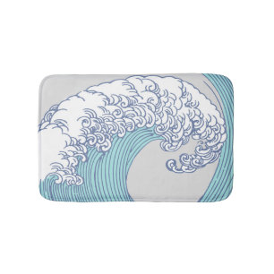 Tapete De Banheiro Arte Oceânica Onda Surf Japonês