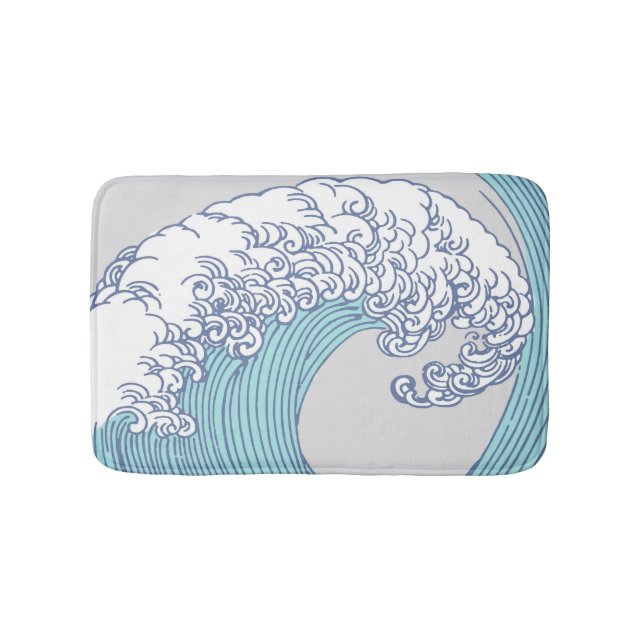 Tapete De Banheiro Arte Oceânica Onda Surf Japonês (frente)