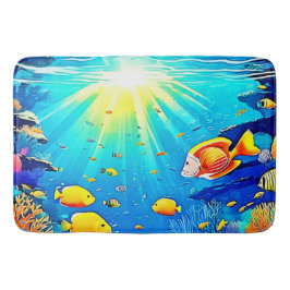 Tapete De Banheiro Arte Sunlit Reef Life Glow