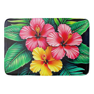 Tapete De Banheiro Arte Tropical de Hibiscus Vibrant