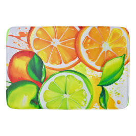 Tapete De Banheiro Arte Vibrante de Frutas Cítricas