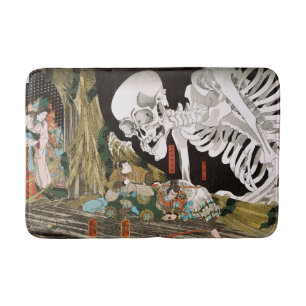 Tapete De Banheiro Arte Vintage Ukiyo-e de Espectro de Esqueleto de K
