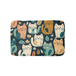 Tapete De Banheiro Artsy Cat Pattern Cute