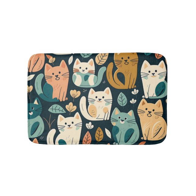 Tapete De Banheiro Artsy Cat Pattern Cute (frente)
