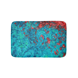 Tapete De Banheiro Artsy Neon Orange Teal Acrylic Painting