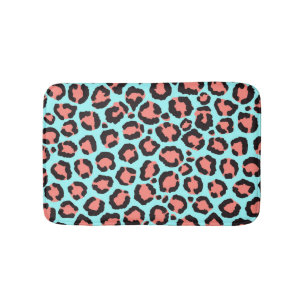 Tapete De Banheiro Artsy Trendy Coral Mint Teal Leopard Animal Print